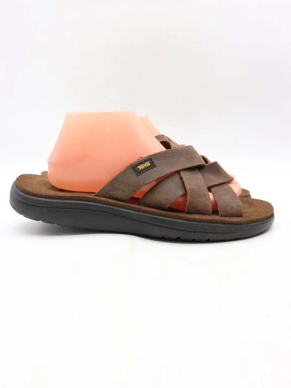 Teva Voya Brown Leather Men's Size 10 Outdoor Comfort Slide Sandal 1102515